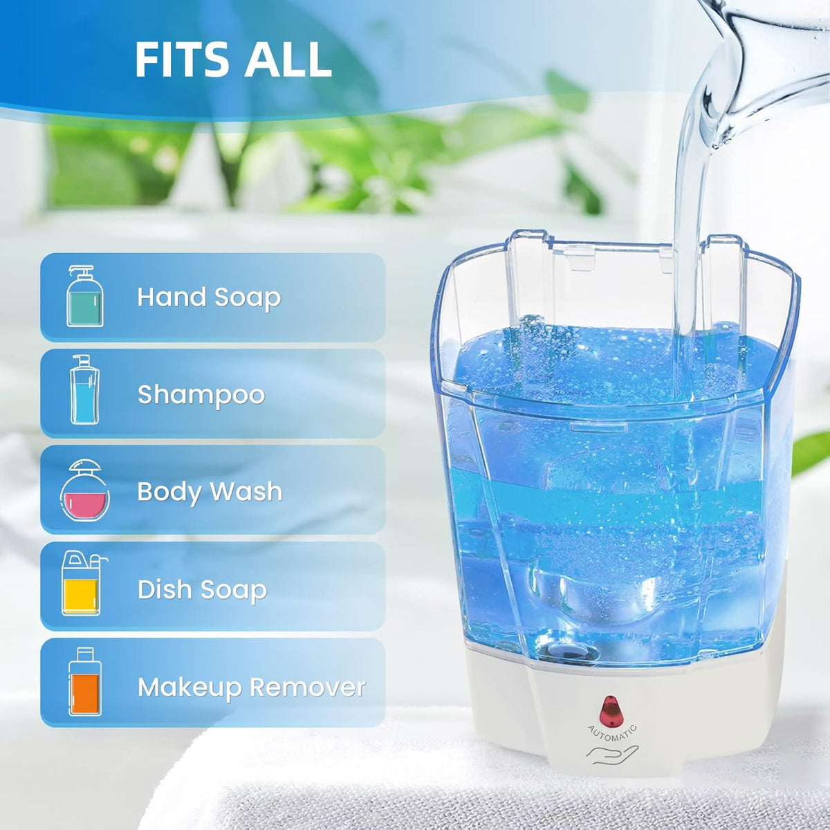 SVAVO Automatic Hand Soap Dispenser, 21 fl.oz/600ml Touchless Soap Dispenser Wall Mounted, Touch-Free Liquid soap Dispenser Sensor Soap Dispenser for Kitchen Hotel Restaurant Bathroom