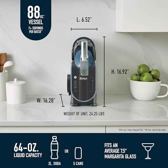 Ninja SLUSHi with RapidChill Technology, 88 oz. Frozen Drink & Slushie Machine, 5 Preset Programs, Margaritas, Frappés, and More, Premium Accents, Black, FS301