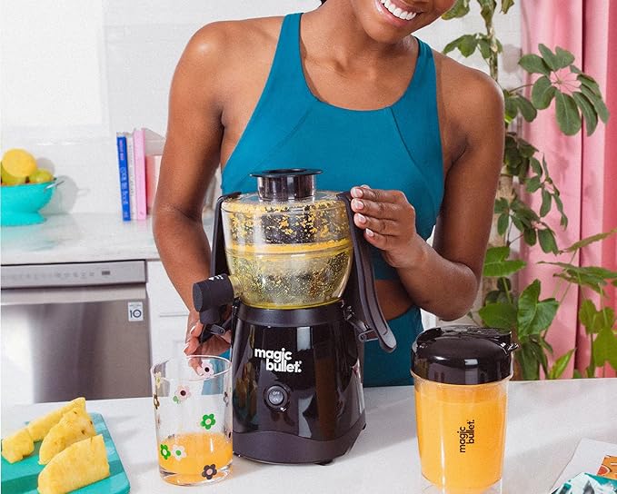 Magic Bullet® Mini Juicer,Countertop Space-Saving,2" Feed Chute for Fruits and Vegetables,400W,16oz Cup,Compact Design,Black,MBJ50100AK,(Pack of 2)