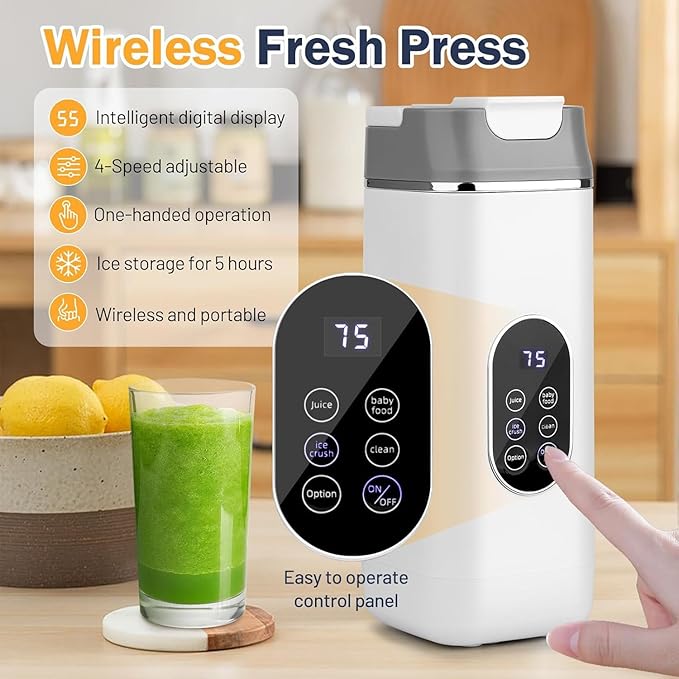 Portable Blender, 420 ml 12 Stainless Steel Blades USB Rechargeable Easy to Use & Self-Cleaning for Carrying or Storage (Black)