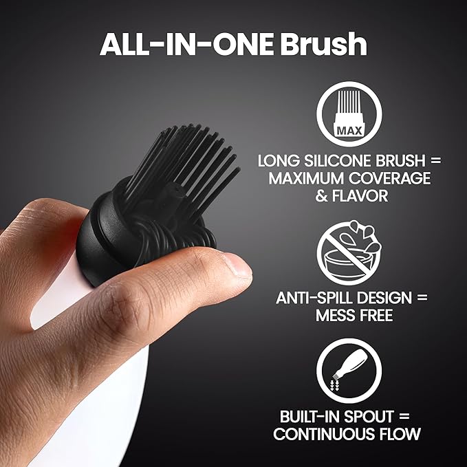 Silicone Pastry Brush, All-in-One Silicone Basting Brush with Sauce Bottle, Heat Resistant BBQ Accessories and Cooking Gadgets, BPA-Free Oil Dispenser for Cooking, Baking, Grilling(Black)