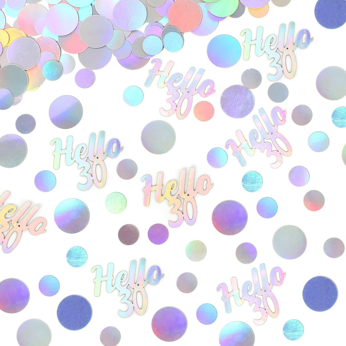 Hello 30 Birthday Confetti for Tables Iridescent Circle Dots Happy 30th Birthday Party Decorations for Her Women Thirty Years Old Birthday Table Scatters Confetti Decor Supplies 300PC
