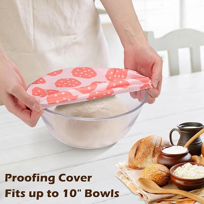 2 Pack Reusable Bread Bags for Homemade Bread, 17"×13" Sourdough Bread Storage Bags with Bowl Cover - Keep Loaf Fresh and Easy to Wash(Cookie Style)
