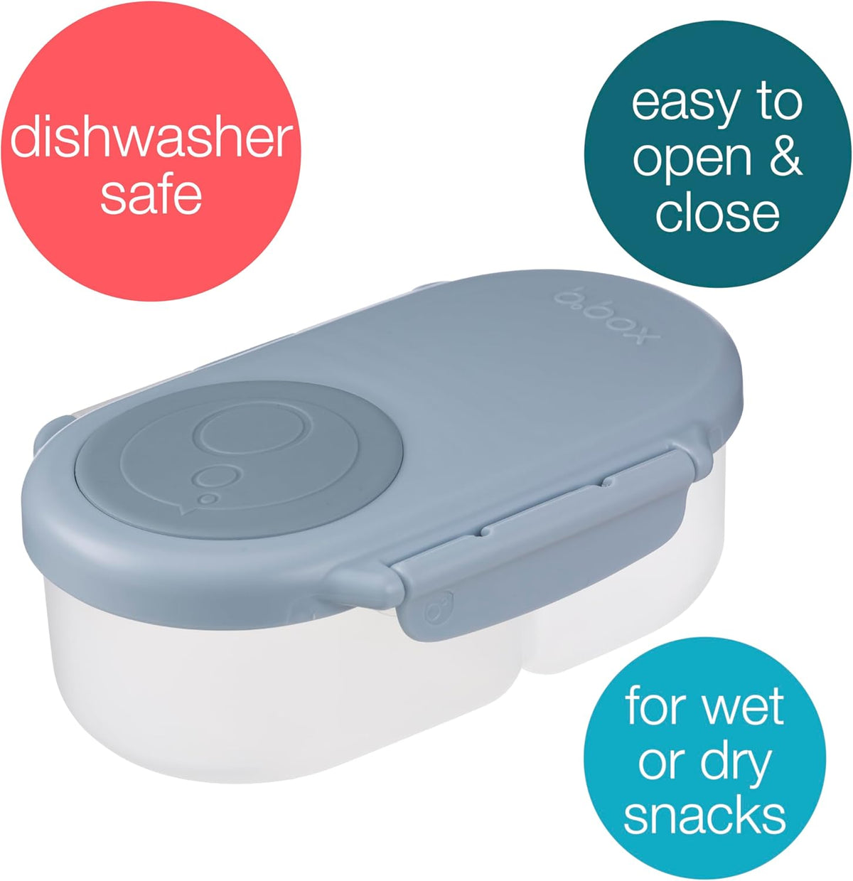 b.box Snack Box Reusable Snack Containers with Lids 2 compartments, Bento Box for kids and toddlers, Leakproof Lunch Box, BPA free and Dishwasher Safe Snack Container (Chill Out, 1 3/4 Cup)