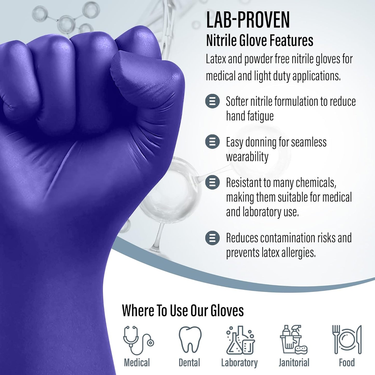 EnSure Nitrile Exam Gloves, Powder-Free, Latex-Free, Chemo Rated, Non-Sterile, Light Duty, Textured Tips, Medical, Surgical, Food Safe, Cleaning, Dental, Lab Use - 3 Mil (Small, 200 Count)