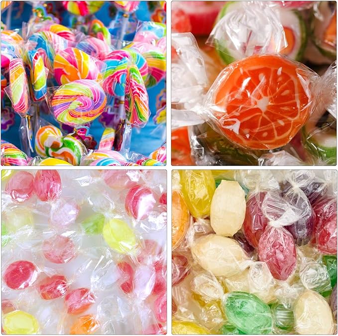 Candy Wrappers for Homemade Candy, 500 Square Sheets Natural Cellophane, 5"x5" Clear Caramel Wrappers for Chocolate Lollipop Candy Making Supplies