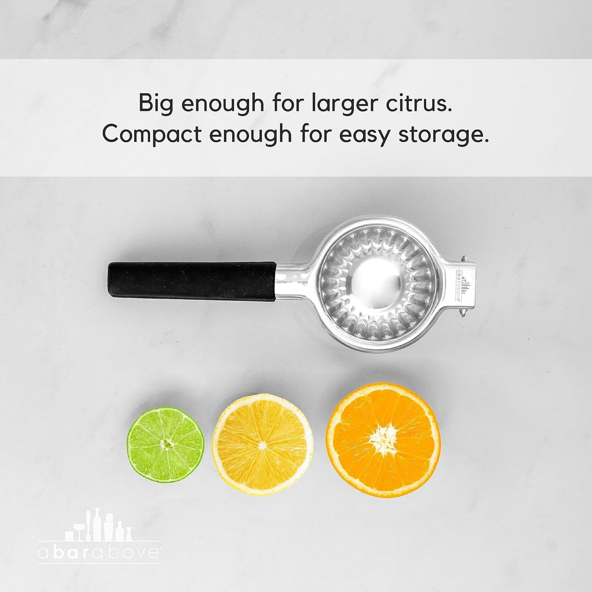 A Bar Above Stainless Steel Hand Juicer, Heavy Duty Citrus Press for Cocktails, Fruit Juice Squeezer for Lemons, Limes, and Oranges, Manual Juicer for Bartenders, Home Bars, and Mixology Kits