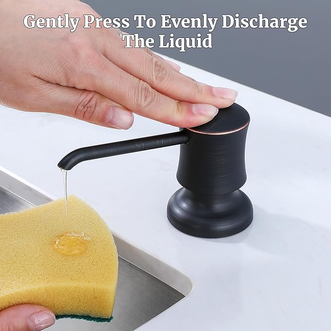 Soap Dispenser for Kitchen Sink (Oil Rubbed Bronze), Built-in and Refill-from-Top Design with Liquid Hand & Dish Soap Bottle