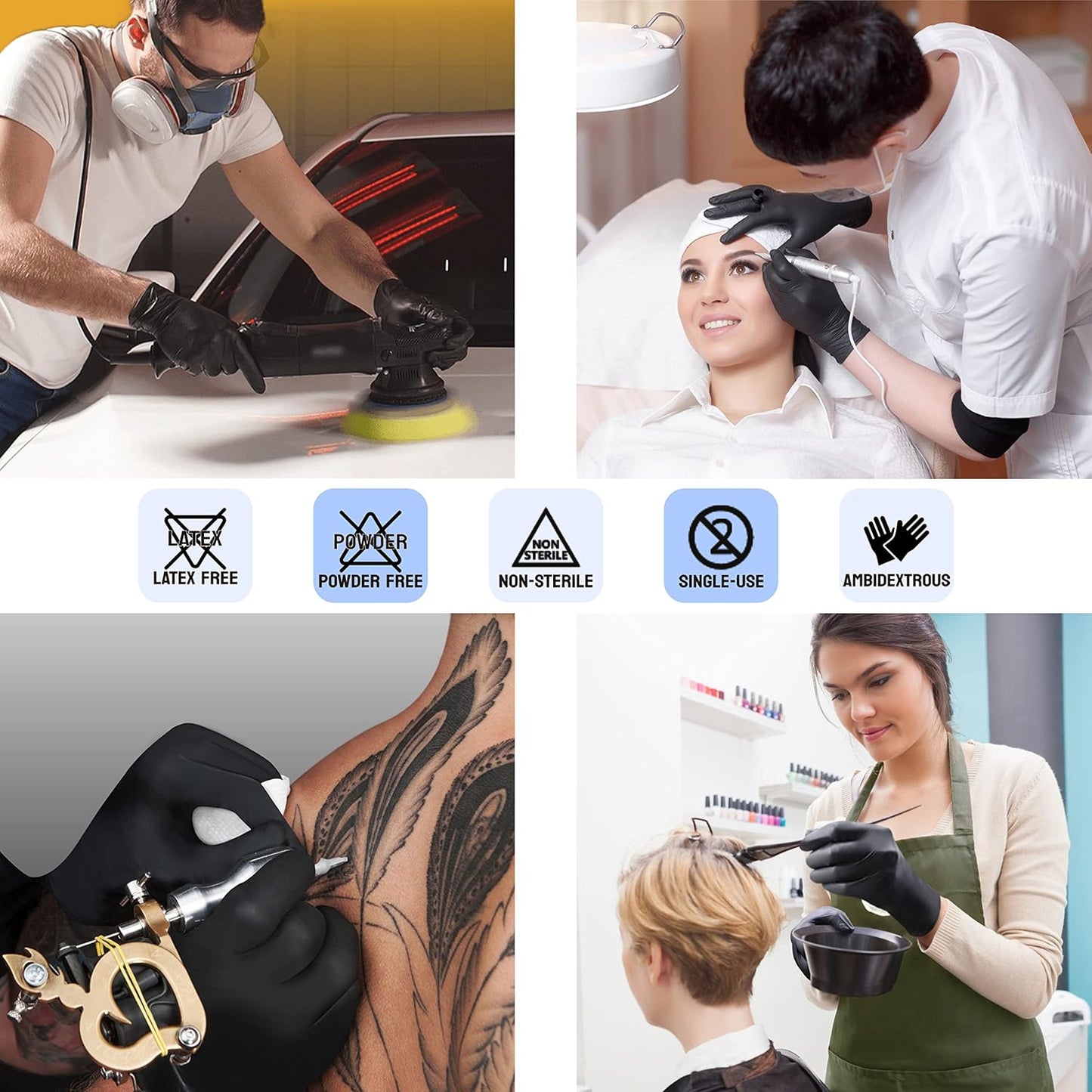 Safe Health HD Industrial Nitrile Black Disposable Gloves, Heavy Duty, 5 Mil, Case of 1000, Medium, Latex Free, Powder Free, Oil Grease Resistant, Automotive, Mechanic, Maintenance
