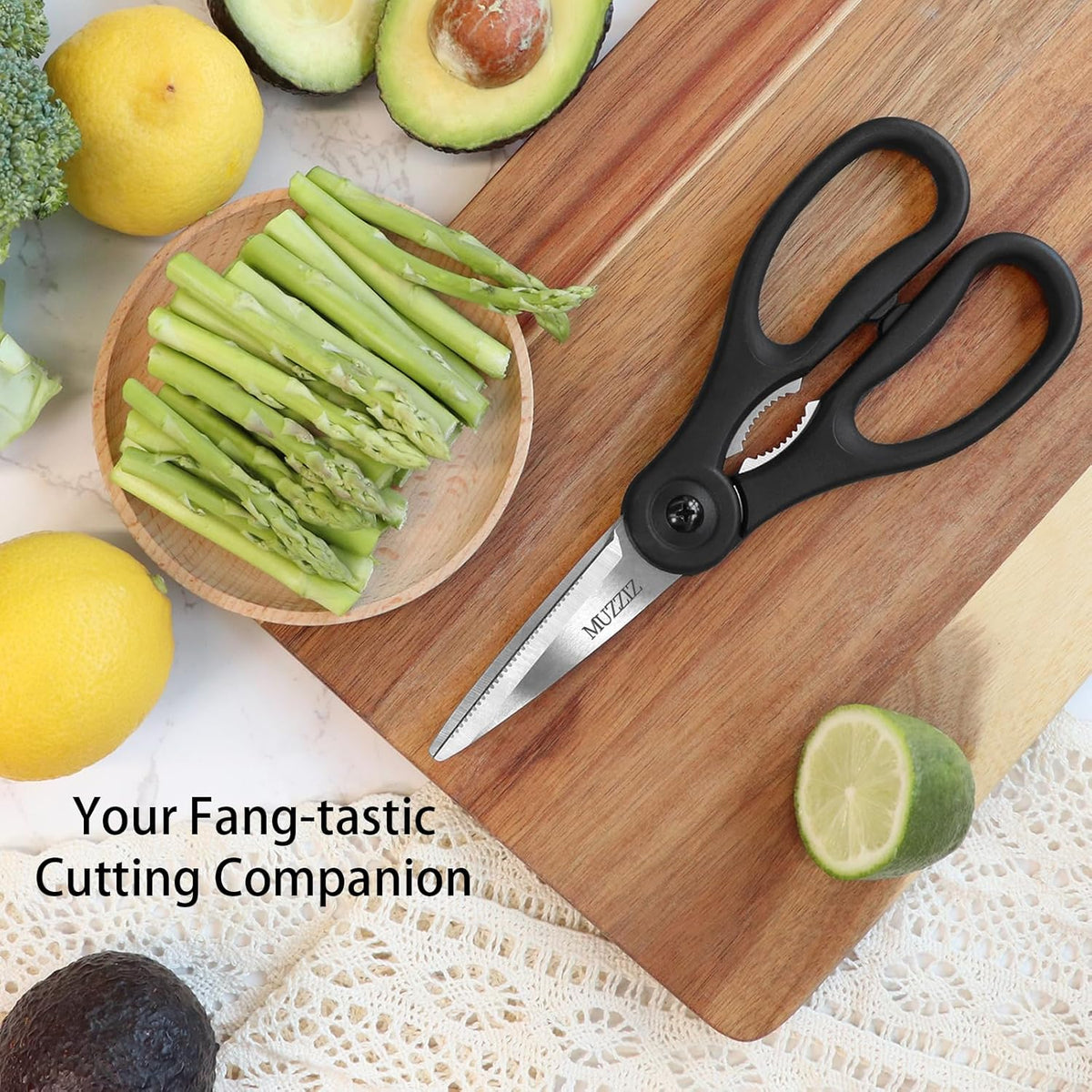 Kitchen Scissors All Purpose, Heavy Duty Stainless Steel Kitchen Shears for Food, Herbs, Meat, Fish with Soft Comfort Grip Handle - 8.7-Inch Black