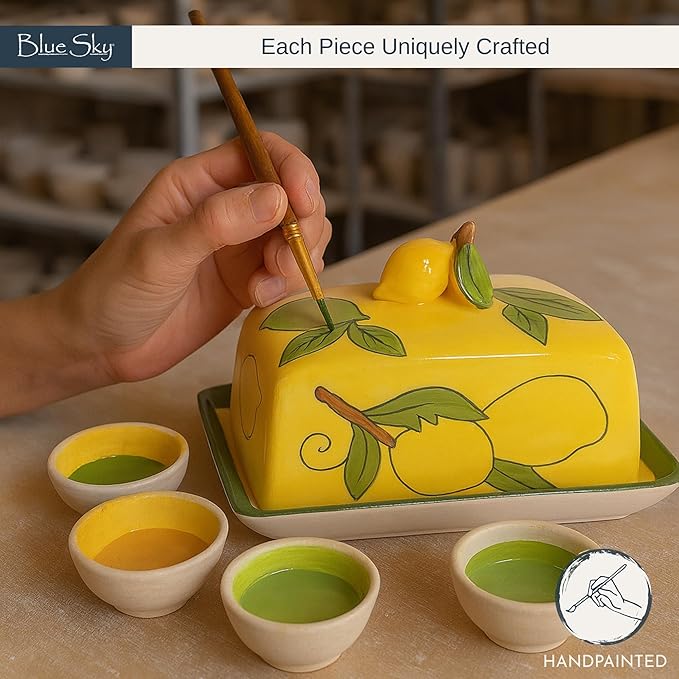 Blue Sky Clayworks Exceptionally Yellow Lemon Butter Dish