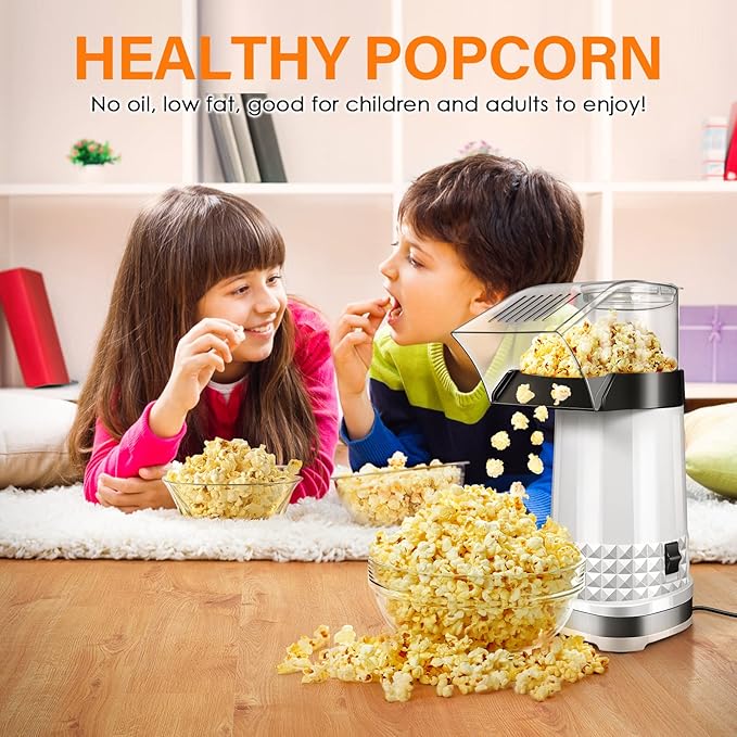 Air Popcorn Popper Maker with Measuring Cup to Melts Butter, Fast & Easy Popcorn Machine for Family Gathering, No Oil, Easy to Clean & Maintain
