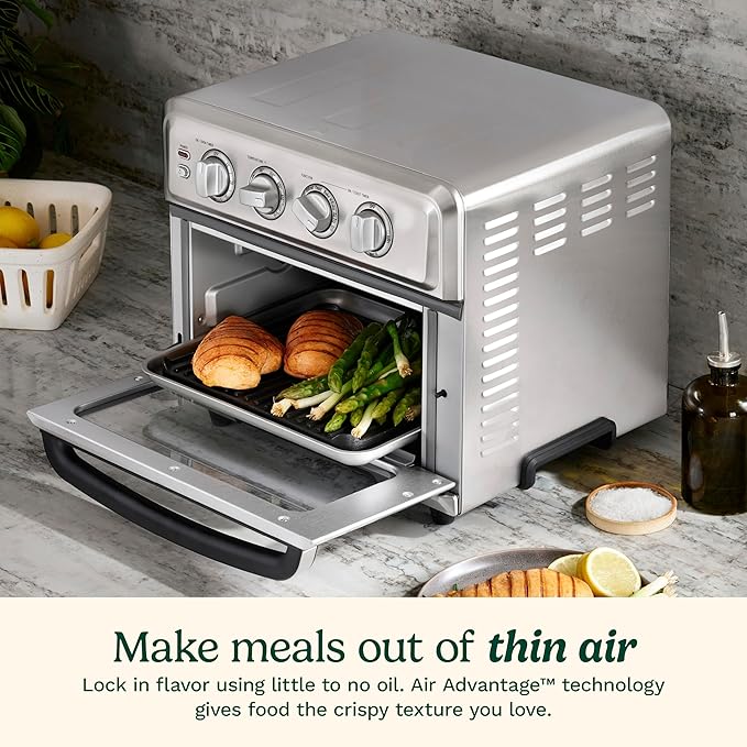 Cuisinart Air Fryer Toaster Oven with Grill, 1800W 8-1 Air Fryer Oven with Bake, Convection Bake, Grill, Broil and Warm Options, Large Capacity, 60-Minute Timer, TOA-70W, White