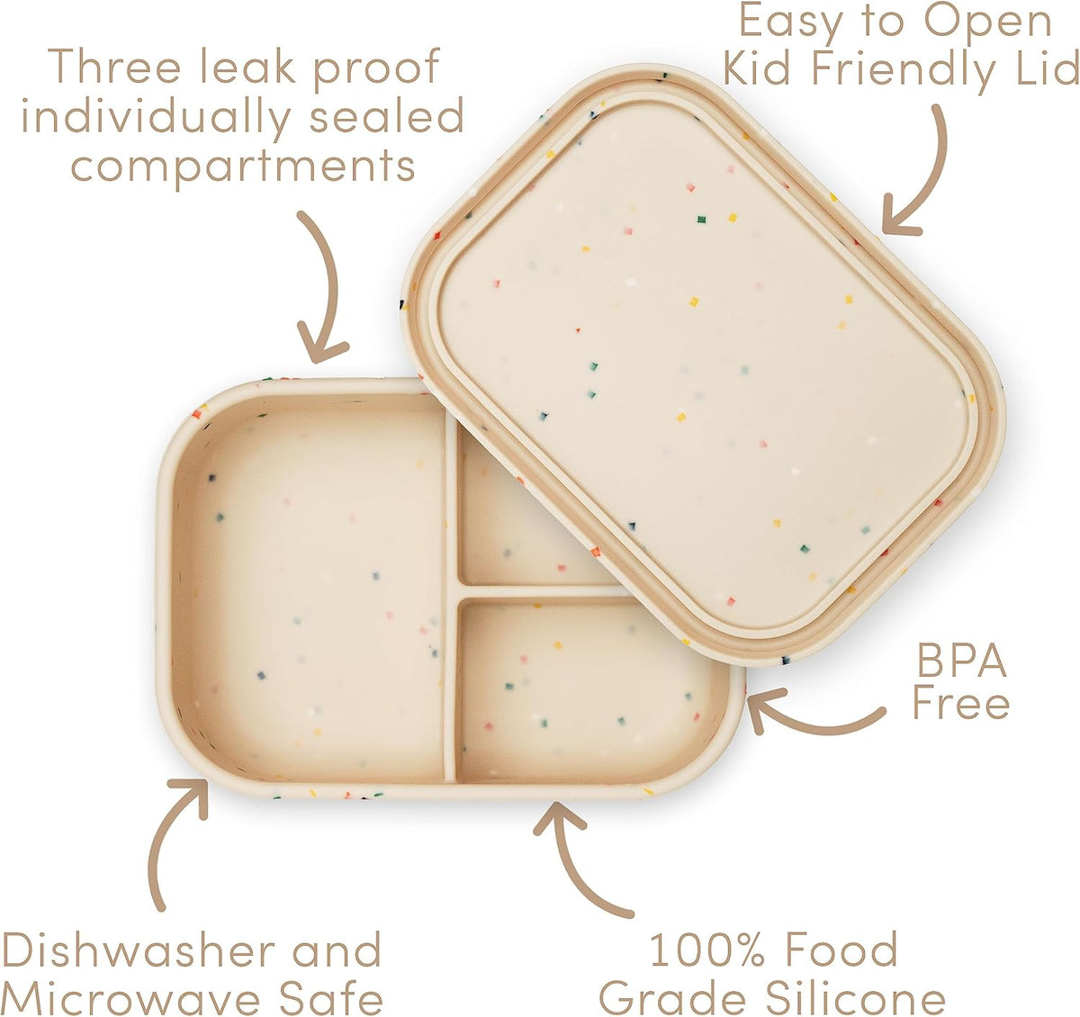 Ullabelle Leak Proof Bento Box Food-Grade Silicone Bento, BPA, Phthalate, Lead, & PVC Free - Bento Lunch Box for Daycare, Kids, & Adults - Leak Resistant Sets With Lids Snack Box Container (Peach)