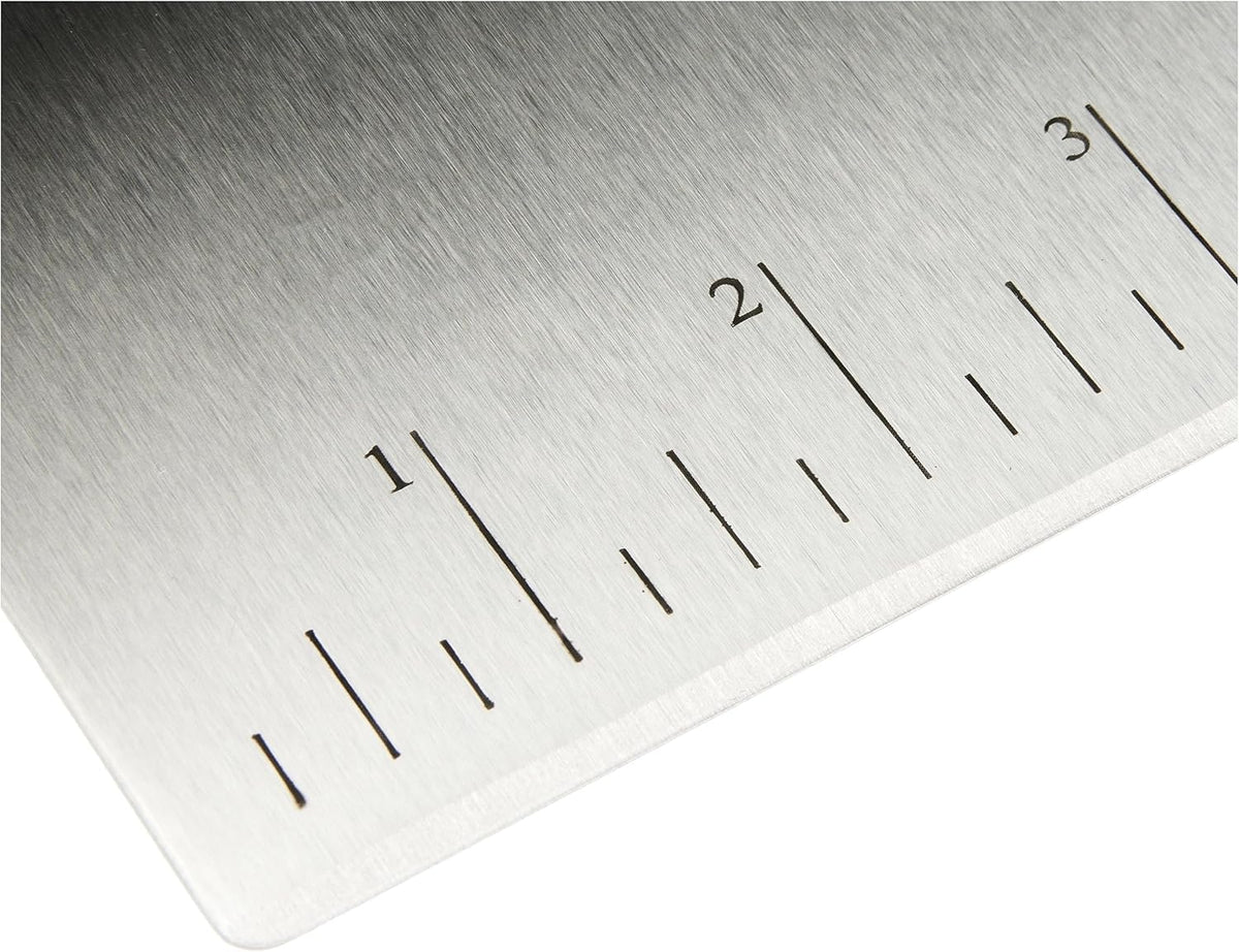 Amazon Basics Multi-Purpose Stainless Steel Scraper/Chopper with Contoured Grip, 6", Black, Silver