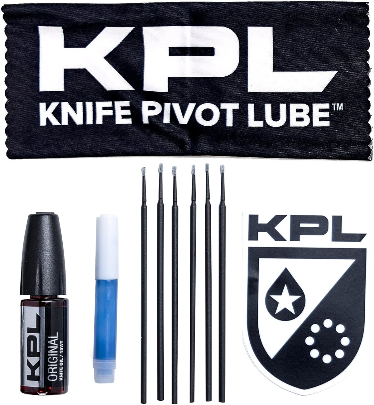 KNIFE PIVOT LUBE KPL Original Knife Care & Maintenance Kit Bundle for Blades Knife Pivot Lube Heavy,Pocket Knife Lubricant, Knife Honing Oil Knife Oil Lubricant for Blade Care, 10ml Oil Bottle
