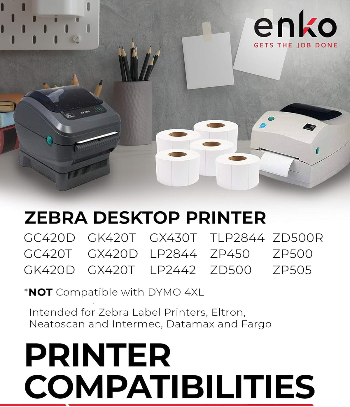 enKo [3 Rolls, 1860 Labels] 4 x 2-1/2 inches Direct Thermal Labels, FBA Stickers, FNSKU Label Compatible for Zebra/Eltron