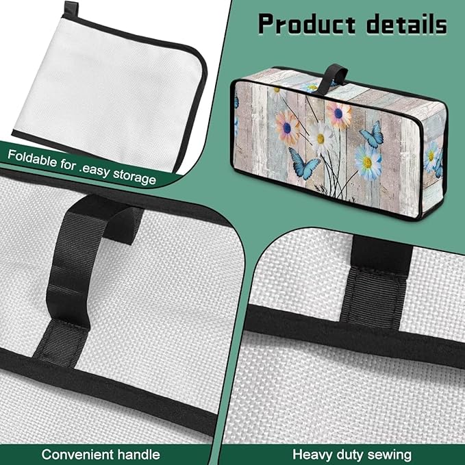 Slim Toaster 2 Slice Compact Thin Cover for 2 Slice Slim Toaster, Butterfly Daisy Dust Covers for Kitchen Appliances, Easy to Fold and Carry Water-Resistant