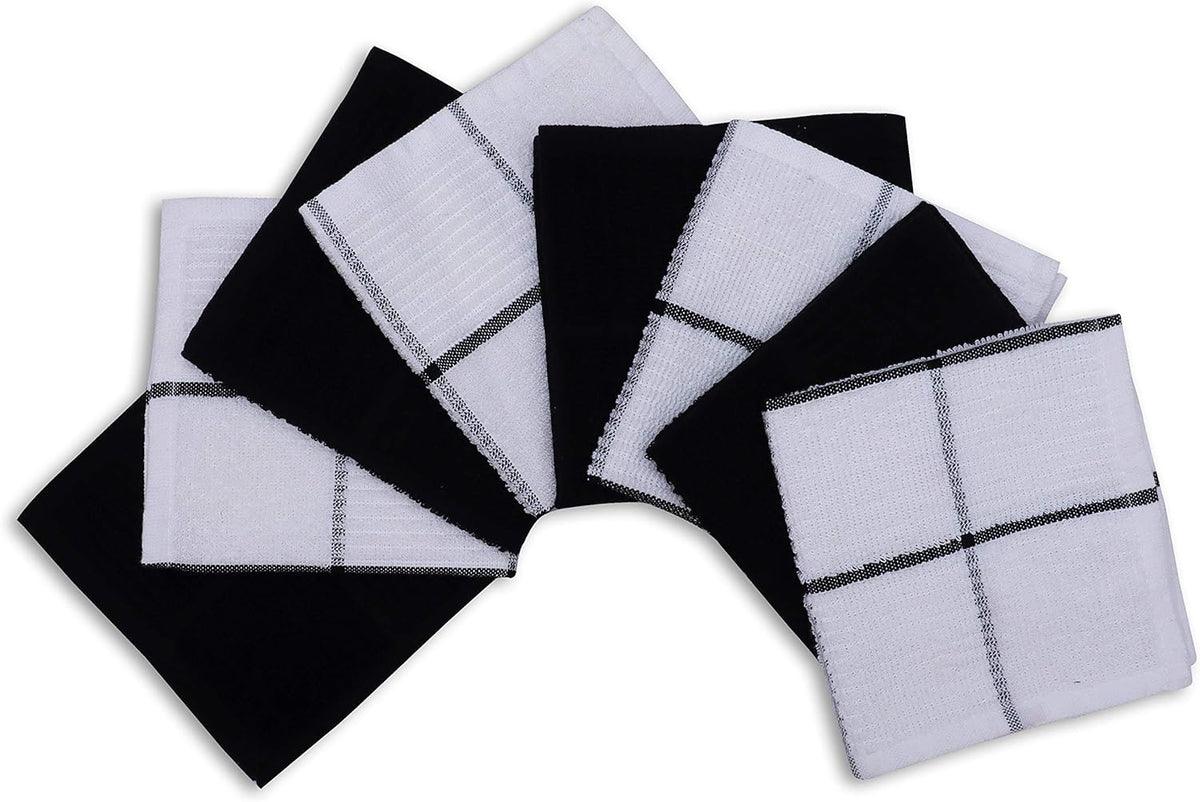 AMOUR INFINI Dish Cloths for Washing Dishes Set of 8 - Highly Absorbent, Super Soft Kitchen Dishcloths - Reusable Quick Dry Dish Rags for Cleaning & Drying Kitchen Linens (12x12 Inch - Black)