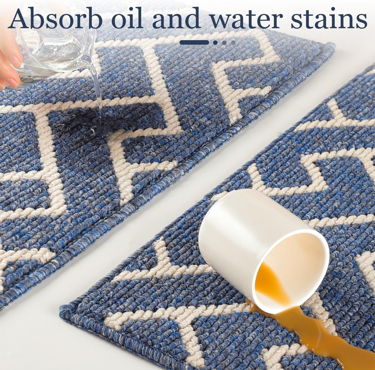 hicorfe Kitchen Rugs and Mats,Kitchen Mats for Floor,20"x31.5" Non Slip Runner Rug,Absorbent Resist Dirt Comfort Standing Mat Machine Washable for Entryway,Hallway,Front of Sink(Navy Blue)