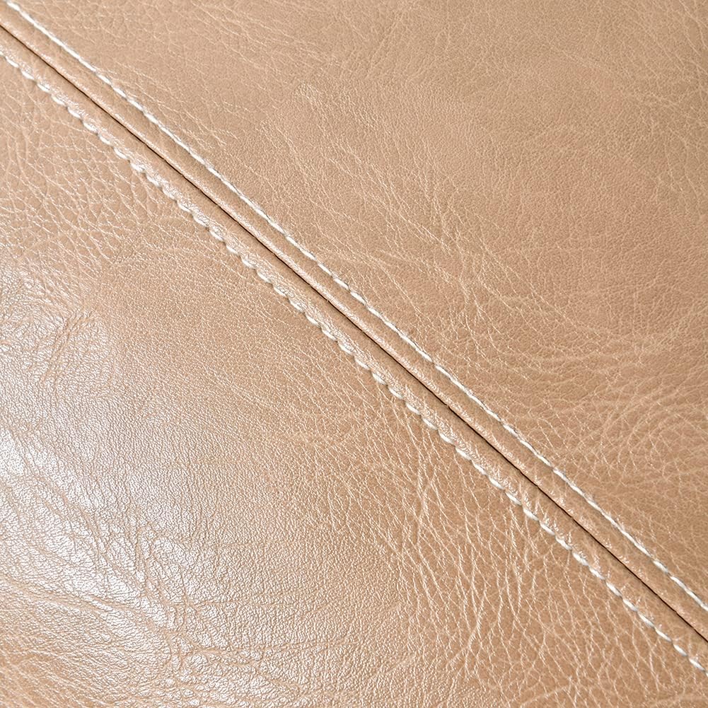 Fancy Homi Tan Long Lumbar Faux Leather Decorative Throw Pillow Covers 12x24 Inch for Living Room Couch Bed, Beige Hand Stitched Cushion Case 30x60 cm, Taupe Modern Farmhouse Home Decor