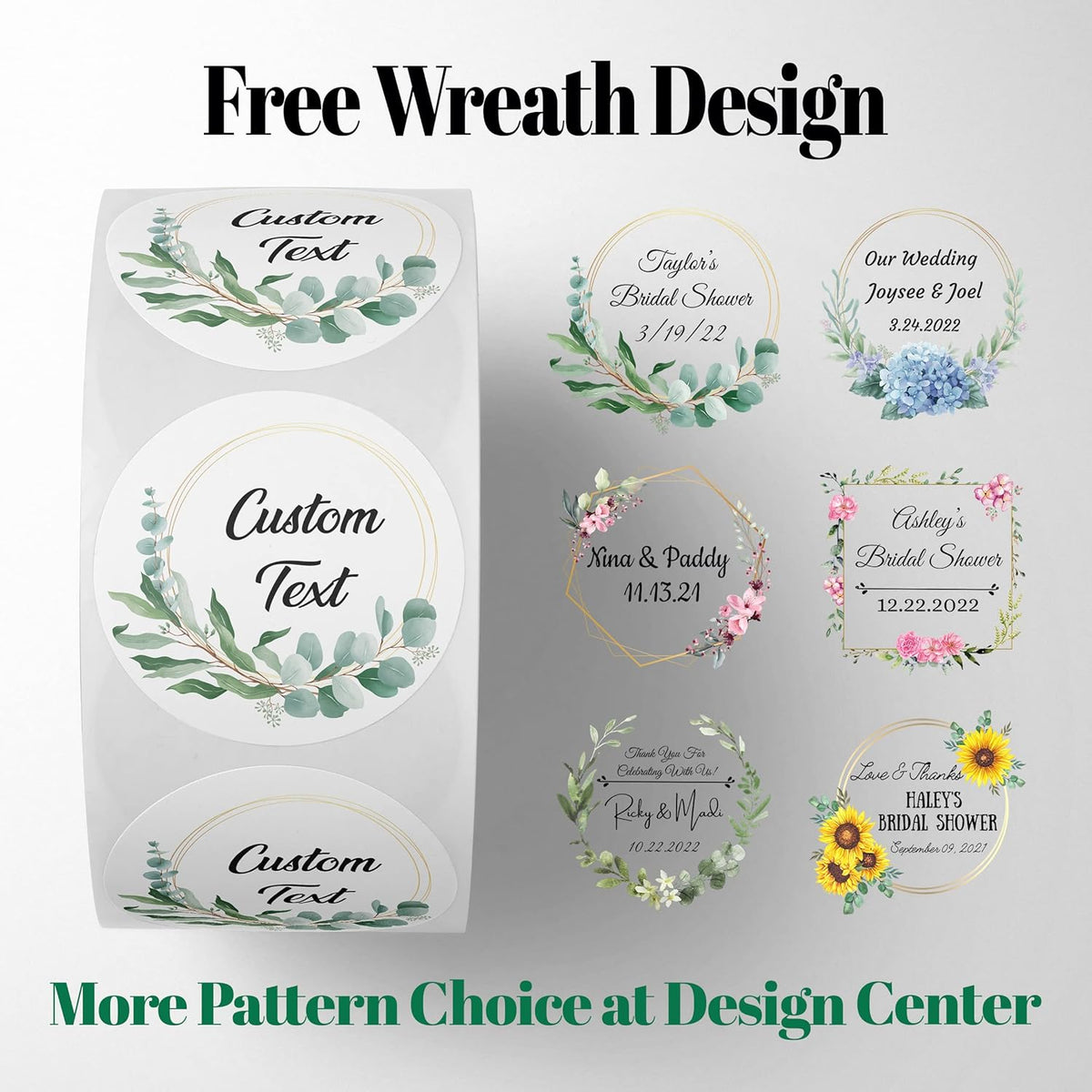 150 Custom Circle/Square BOPP Roll Labels- Personalized Stickers for Business Logo, Party, Wedding Favor, Baby Shower-Any Design Text + Image, Matte/Gloss Finish (2.5 Inch Square)