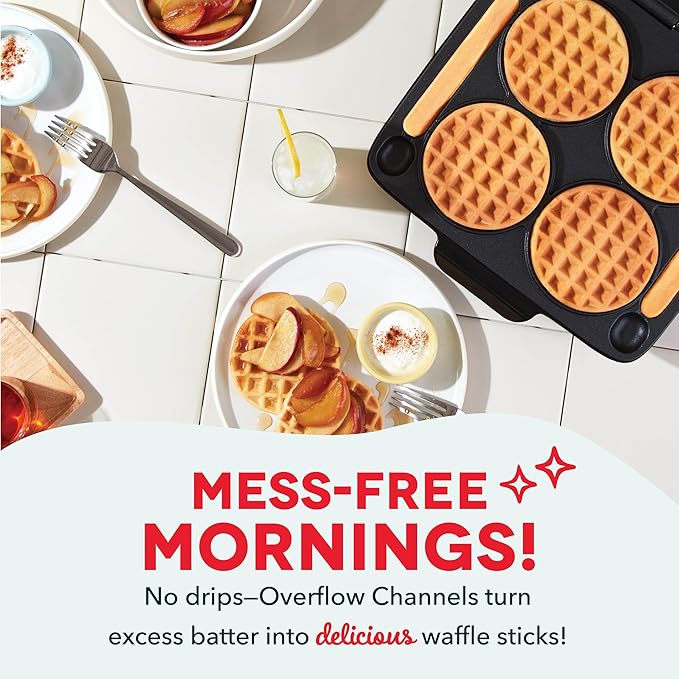 Dash Multi Mini Waffle Maker- Quad Waffle Maker for Family Breakfasts - Dual Nonstick Heating Plates & Easy-Release Surface - Compact & Fast-Heating - Aqua