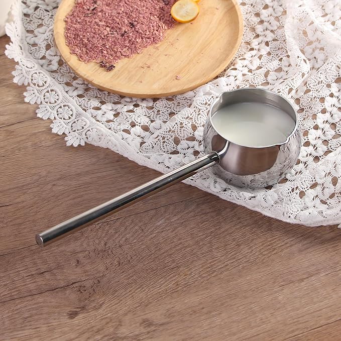 IMEEA Mini Butter Warmer Pot, 10oz/300ml Extra Small Milk Warmer, Small Saucepan with Long Handle, SUS304 Tri-Ply Stainless Steel