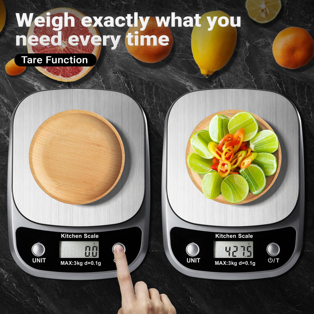 Food Kitchen Scale Digital Weight Grams and Oz，Professional Small Digital Kitchen Food Scales 3kg/0.1g for Weight Loss