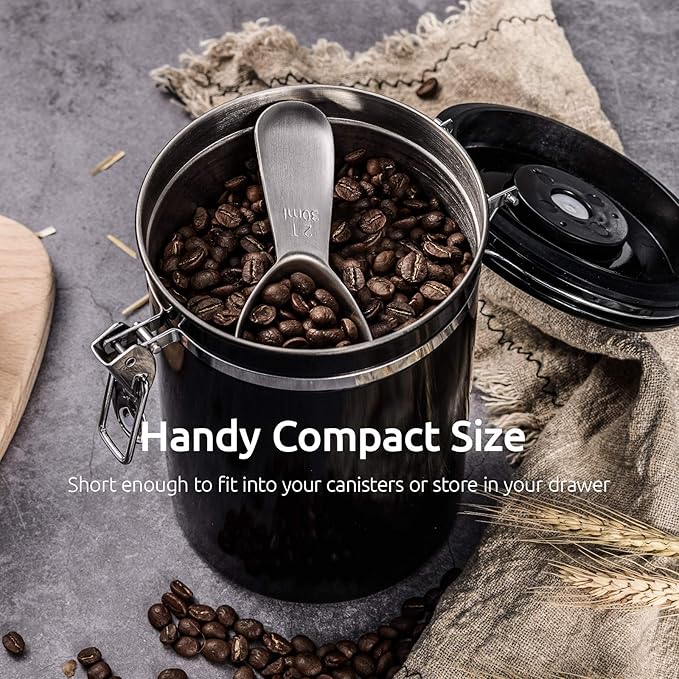 U-Taste sturdy 18/8 Stainless Steel Measuring Coffee Scoop Coffee Bean Spoon, and Upgraded 600ºF High Resistant Flexible and Sturdy Silicone Spatula Set of 4 (Aqua Sky)