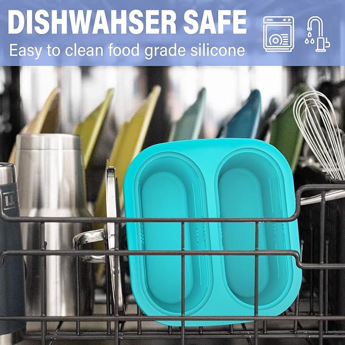 Mossime Silicone Soup Freezer Molds: 1 Cup Silicone Freezer Trays with Lid - 4 Packs Easy Release Soup Freezer Containers - 250ml 125ml Portion Large Cubes for Ice Soup (2, Blue/Yellow)