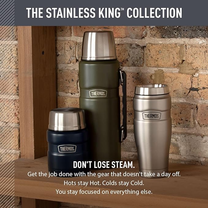 THERMOS Stainless King Vacuum-Insulated Beverage Bottle, 40 Ounce, Matte Stainless Steel