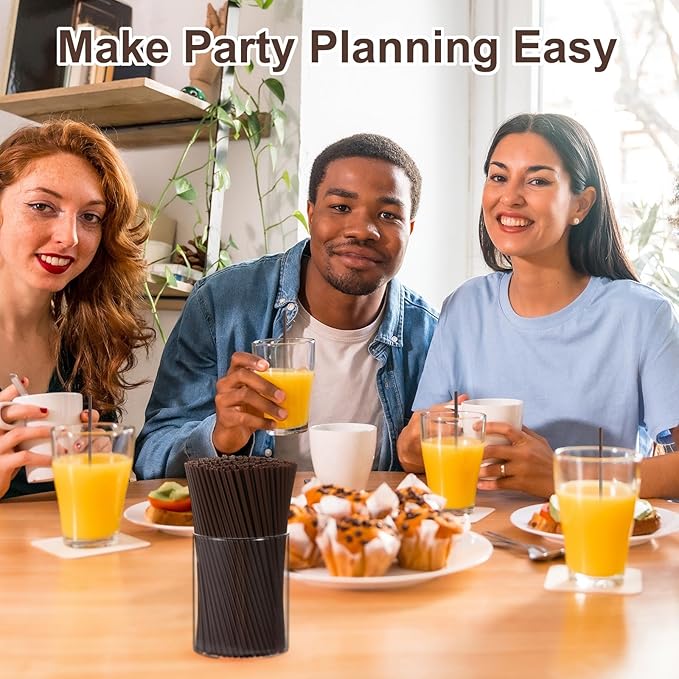 6000 Count Coffee Cocktail Stirrers Straws Disposable Plastic Sip Stir Sticks Cocktail Drink Stirrers Sticks Cups Straws for Bars Juice Drinking(Coffee,5 Inch)