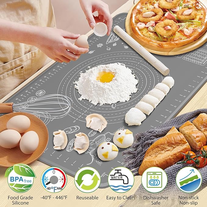 XXL Silicone Pastry Mat, Small Baking Mat, Food Grade Silicone Rolling Board