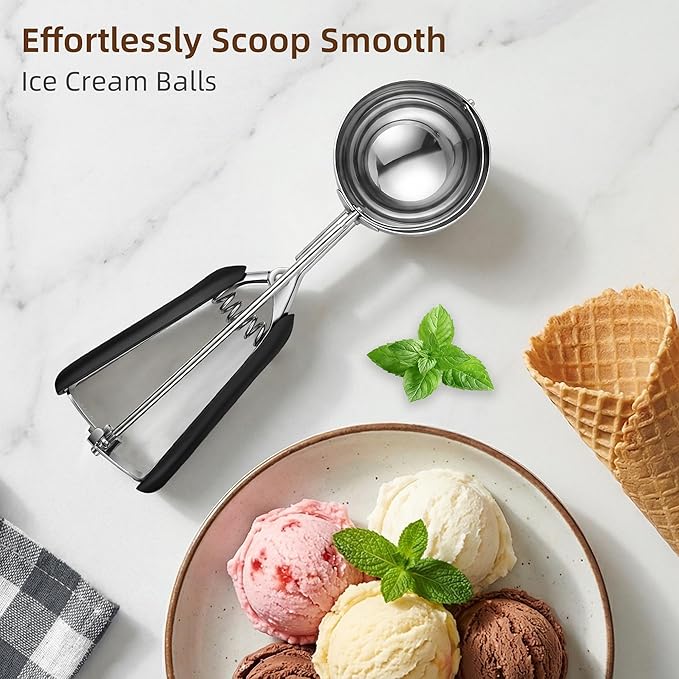 Extra Large Ice Cream Scoop 80MM, Trigger Release Stainless Steel Cookie Scoop, Portion Scoop 5.28 oz/150ml, Commercial Food Disher, for Portion Control, Cookie Dough, Cupcake Batter (10 Tablespoon)
