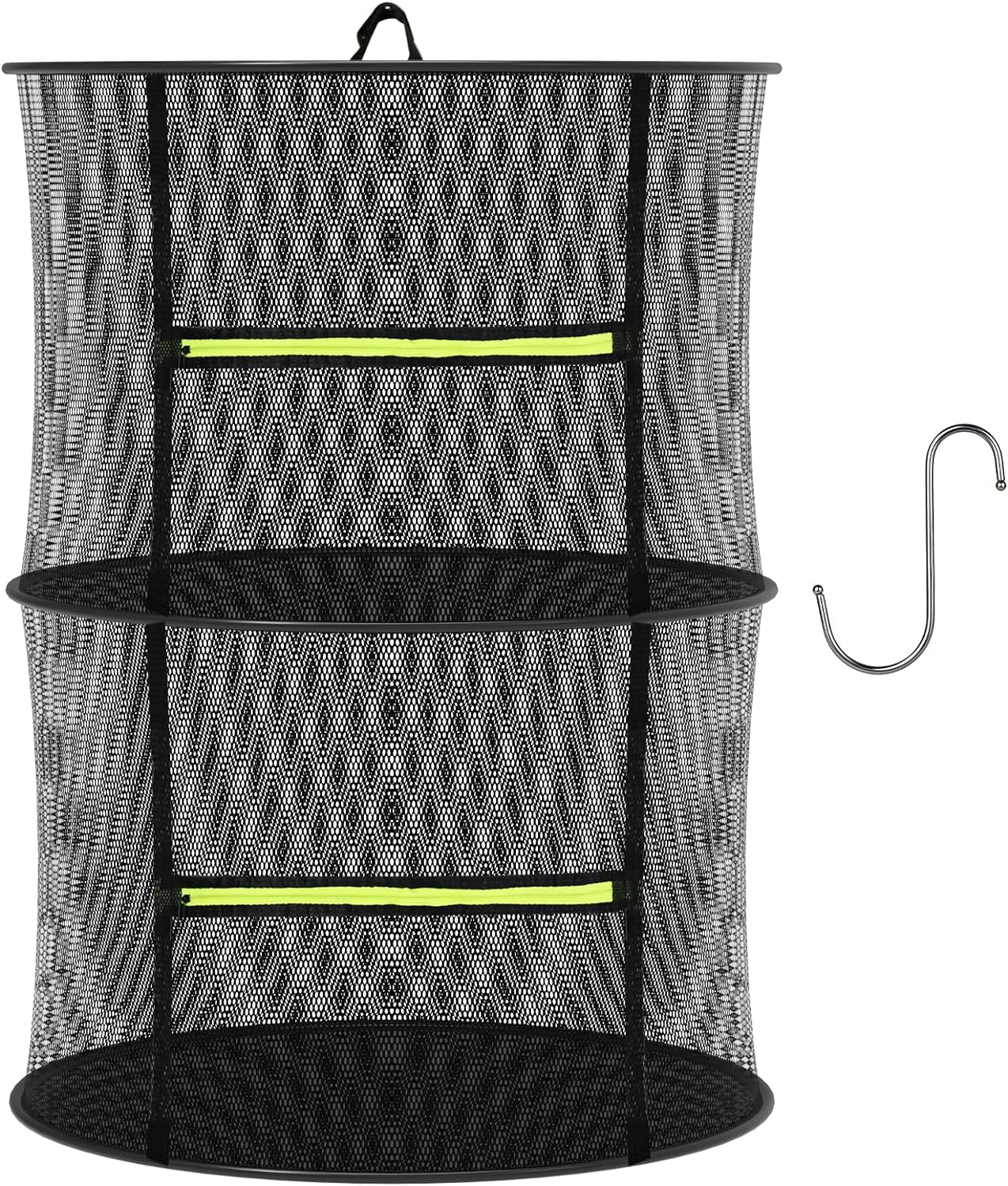 Herb Drying Rack - Mesh Drying Rack - Herb Drying Rack Hanging with Green Zipper & Garden Pruning Shears for Drying Herb - Hanging Drying Rack - Plant Drying Rack (2 Layers)