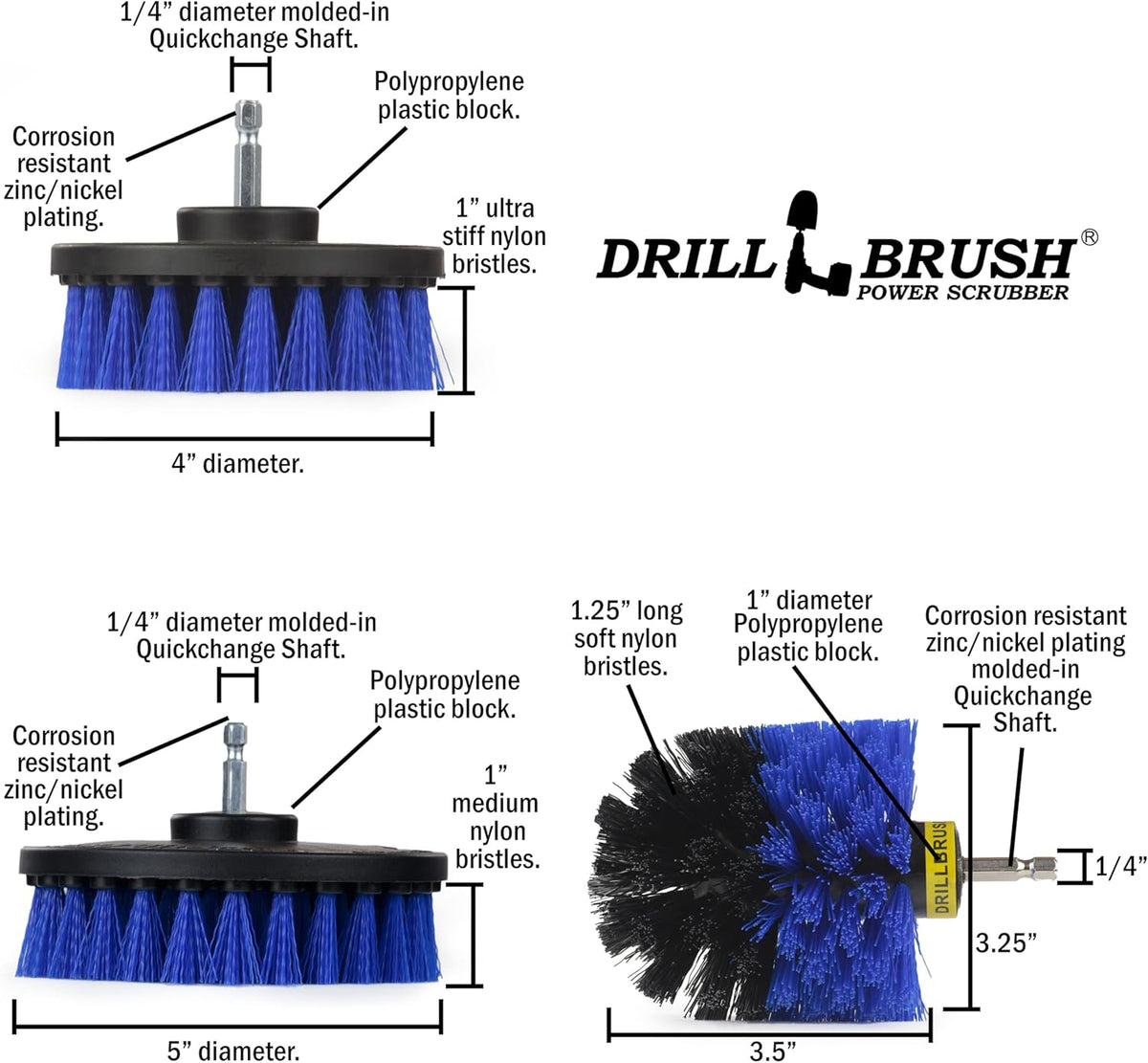 Pool Accessories - Cleaning Supplies - Drill Brush - 5 Piece Spin Brush Pool Cleaning Kit - Pool Supplies - Slide - Deck Brush - Hot Tub - Spa - Pond Liner - Pool Brush - Carpet Cleaner