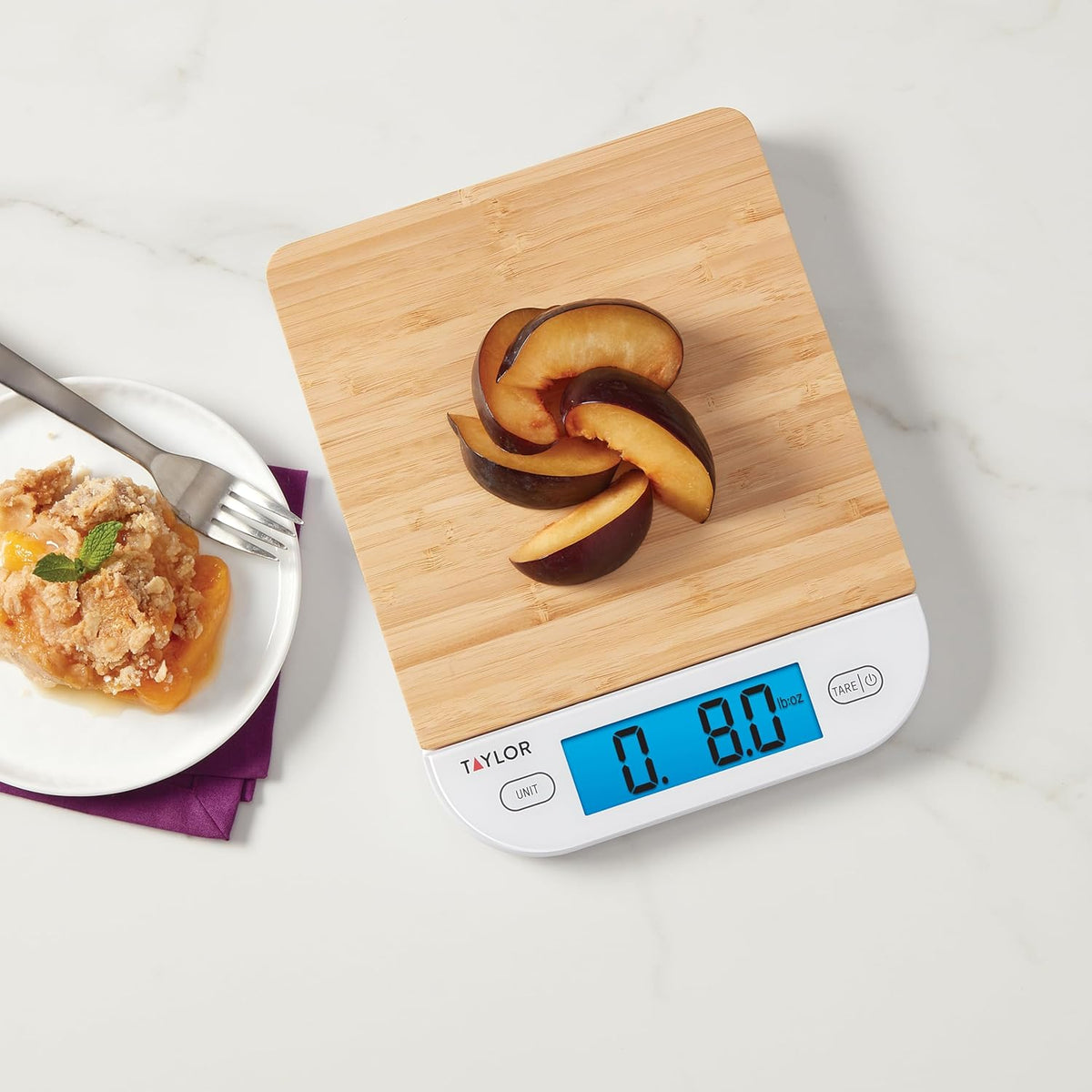 Taylor Digital Eco-Friendly Bamboo Kitchen Food Scale, 15 Pound Capacity, Natural