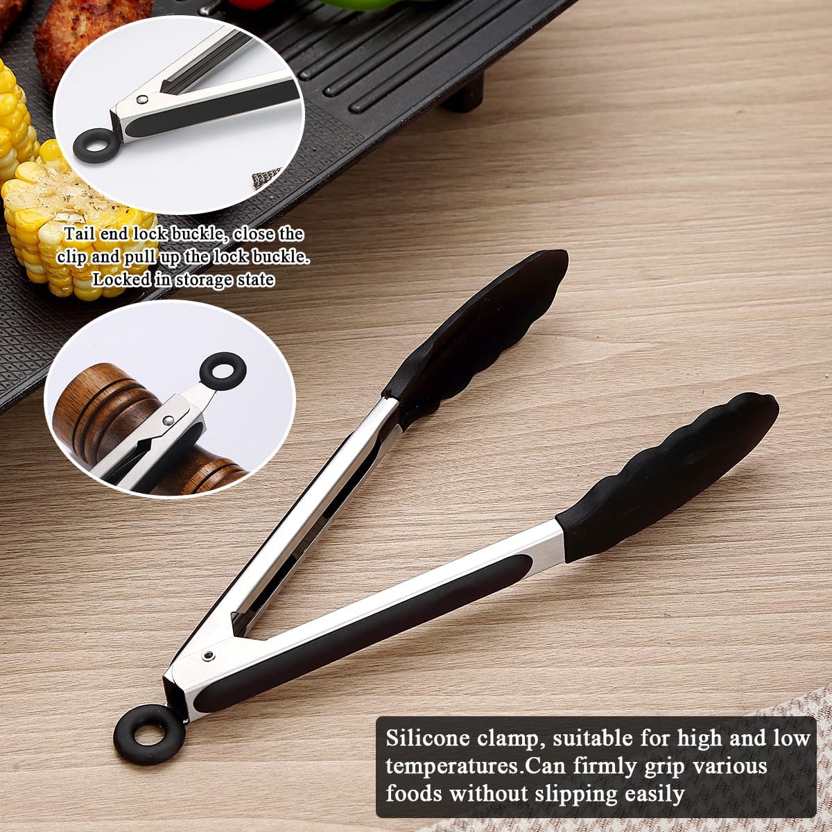 Stainless Steel Cooking Utensils Set 6 Pieces, Kitchen Tools Set Include Metal Spatula Set, Skimmer, Ladle, Tong, Whisk, Kitchen Gadgets Essentials New Home Must Have