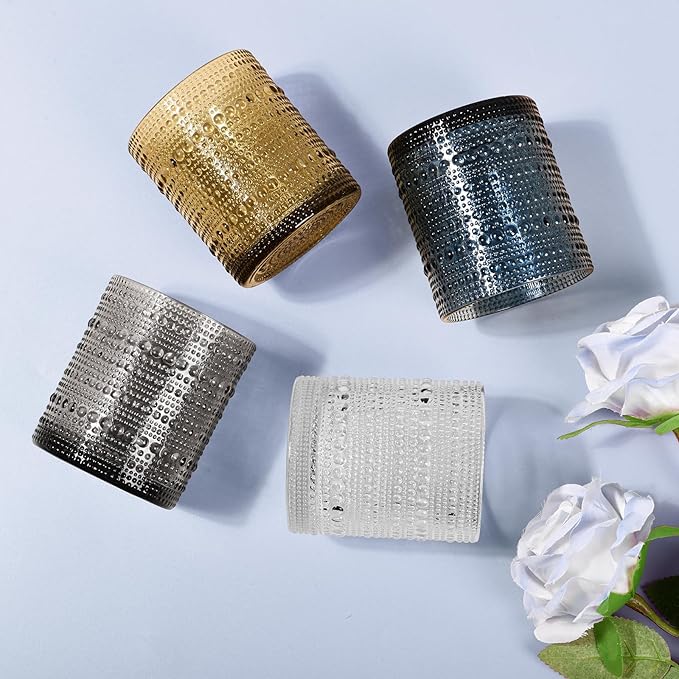 Cocktail Glasses 10 oz Hobnail Drinking Glasses Set of 6, Vintage Glassware, Textured Glass Cups Bubble Glasses Water Glasses Old Fashion Jupiter Glasses Set, Green