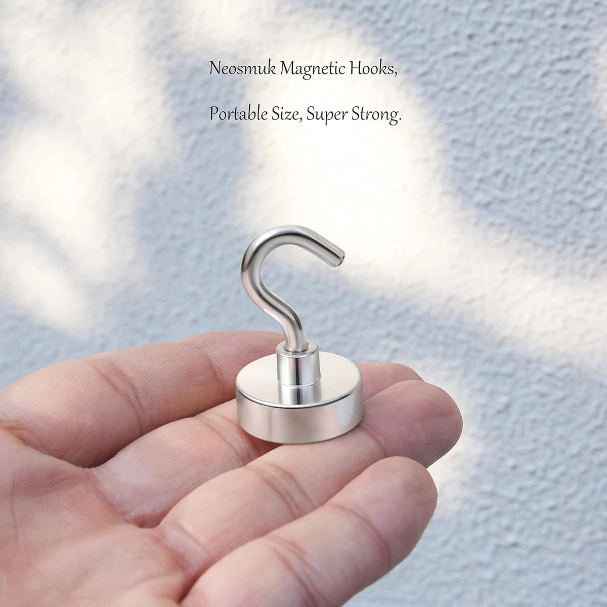 Neosmuk Magnetic Hooks, Heavy Duty Earth Magnets with Hook for Refrigerator, Extra Strong Cruise Hook for Hanging, Magnetic Hanger for Cabins, Grill (Silvery White, Pack of 10)