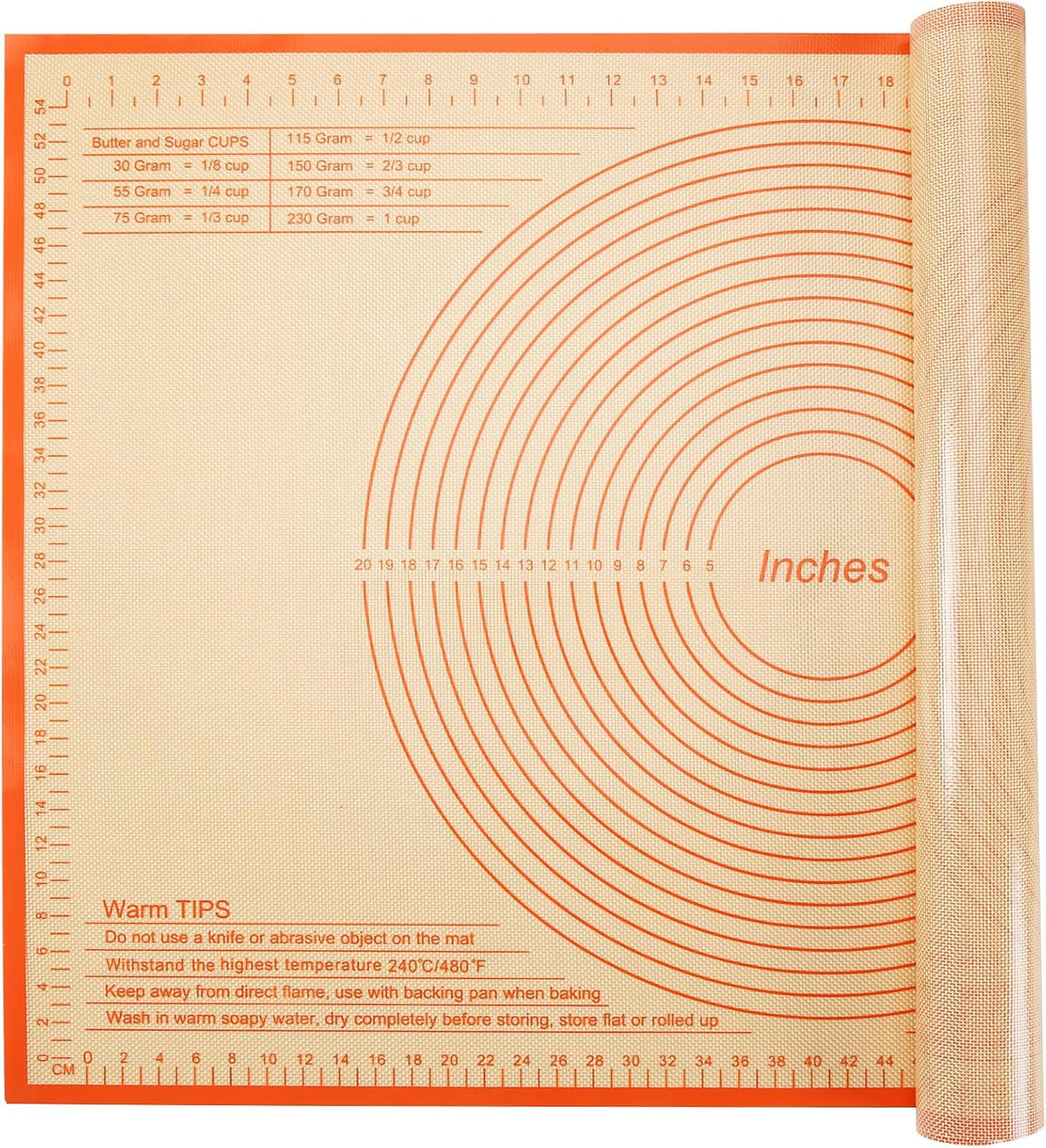 Silicone Pastry Mat 36x24 Inch - Nonstick Baking Mat Perfect for Dough, Pastry, Pie Crust, Fondant, Pasta/Pizza