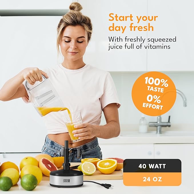 LEBENLANG Orange Juicer Electric - 2 cones & BPA-free I High juice yield & Large Volume I 24oz Lemon Juicer Squeezer I Electric Citrus Juicer Orange Juice Press Juicers Exprimidor De Naranjas Limones
