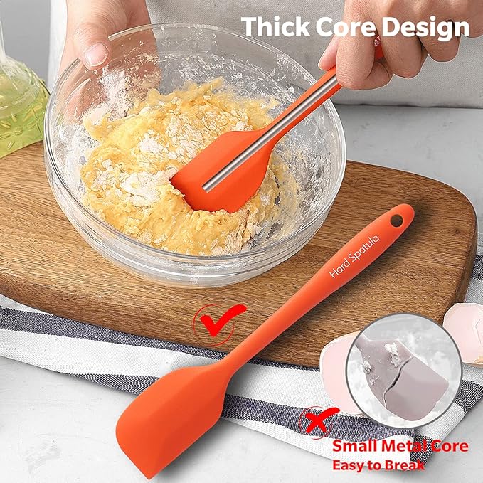 Wanbasion 5 Piece Premium Silicone Spatula Set Heat Resistant, Colorful Rubber Baking Spatula Set, Kitchen Spatula Set Dishwasher Safe for Nonstick Cookware Cooking Mixing Multicolor-2