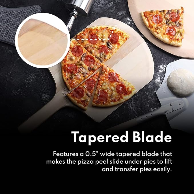 New Star Foodservice 50332 Restaurant-Grade Wooden Pizza Peel, 18" L x 16" W Plate, with 8" L Wooden Handle, 26" Overall Length