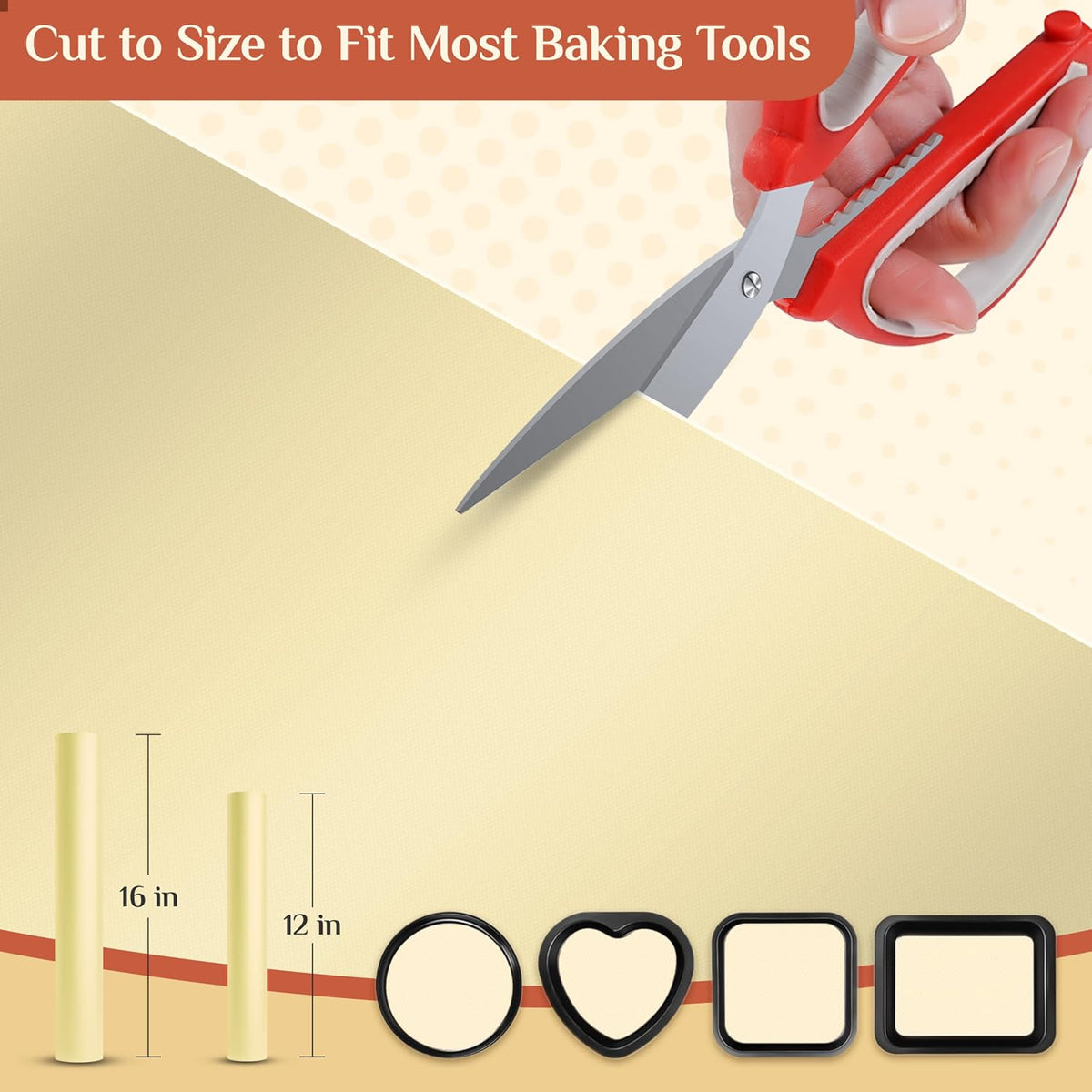 Silicone Baking Mat, 12 IN x 10 FT Free Cutting Baking Sheet,Non-Stick Reusable Dough & Pastry Mat,Non-Slip Silicone Mat Roll for Air Fryer Liner,Freeze Dryer,Oven Baking Pan,Kitchen Counter