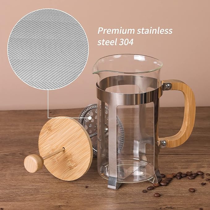 34 oz French Press 3.75 Inch Filter Replacement Parts 3 Pieces Stainless-Steel Set Containing Spiral Disk, 8 Cup Mesh French Press Screen and Cross Disk for 1000L French Press