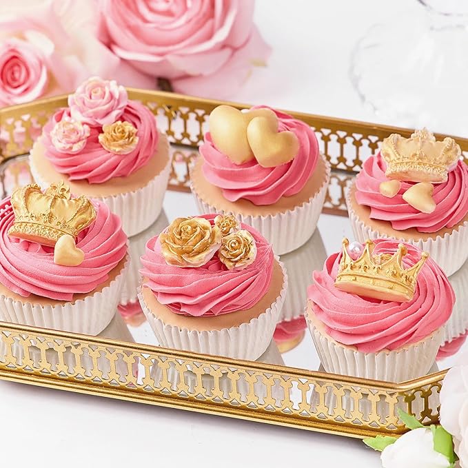 JOERSH 4PCS Vintage Baroque Mold Set, Silicone Frame Fondant Molds Royal Crown Rose Heart Mold for Cupcake Decorating, Cake Pop, Chocolate, Candy Craft, Dessert Decor