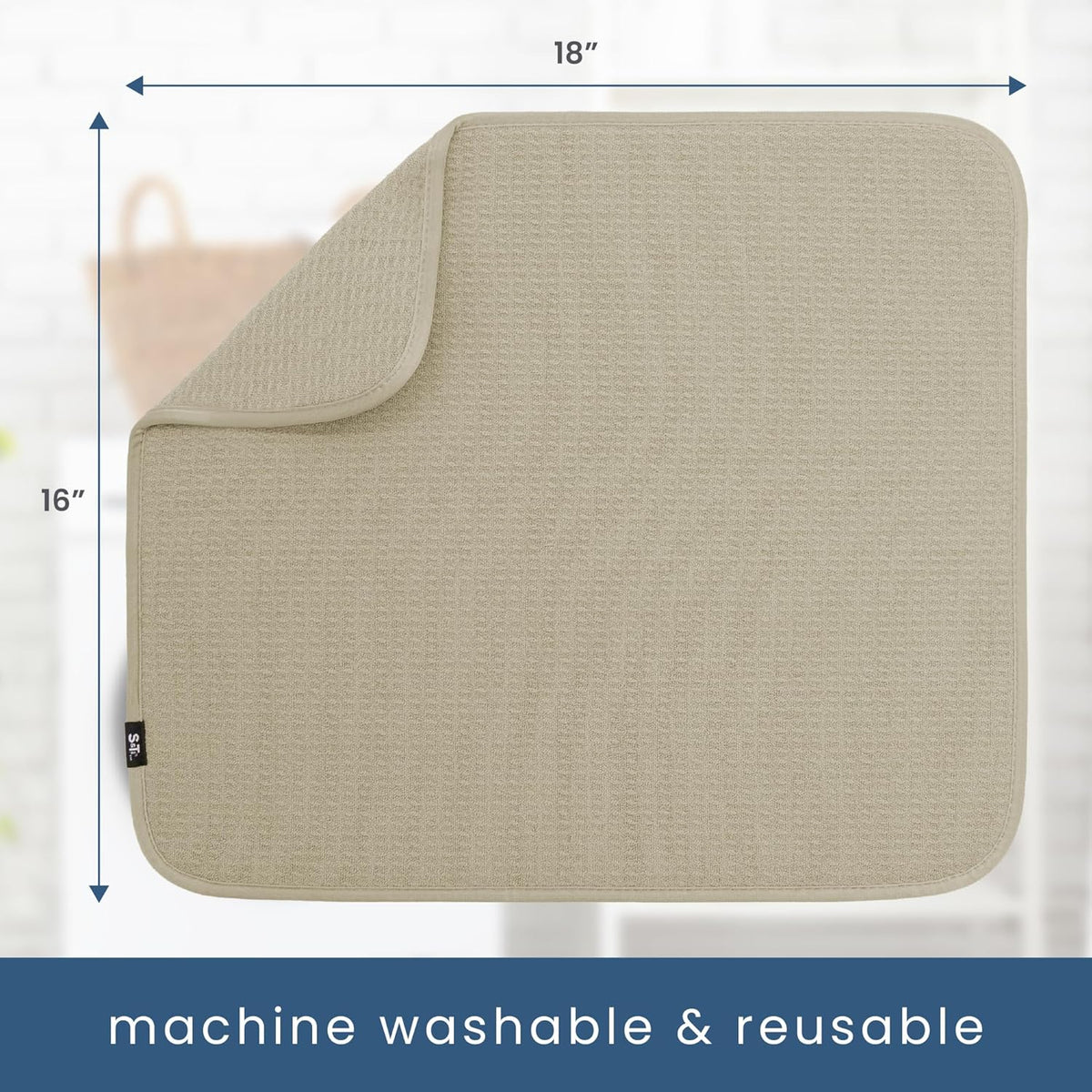 S&T INC. Dish Drying Mat, 16” x 18”, Absorbent Microfiber Kitchen Counter Mat, Dish Drying Pad for Dishes, Utensils, Pots and Pans, Large, Pure Cashmere
