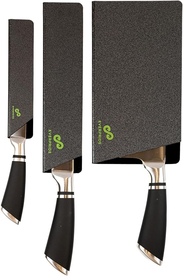 EVERPRIDE 6 & 8 Inch plus a Meat Cleaver Chef Knife Guard Set (3-Piece Set) Universal Blade Edge Cover and Knife Sheaths for Chef and Kitchen Knives Durable BPA-Free Felt Lined Sturdy ABS Plastic